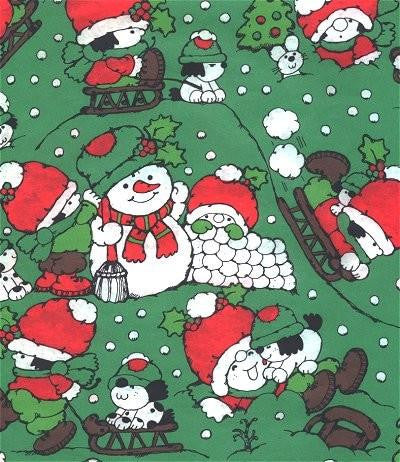 Vintage Christmas Wrapping Paper Snowmen Kids 1960s Gift Wrap